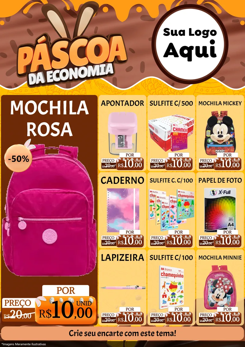 Modelo de Encarte para Encarte A4 Vertical com o tema Páscoa da Economia para Papelaria