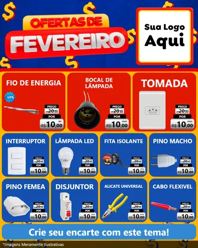 Modelo de Rede Social para Feed Instagram com o tema Ofertas de Fevereiro para Materiais Elétricos