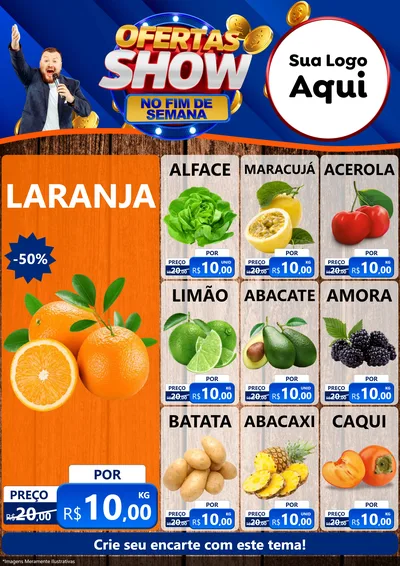 Modelo de Encarte para Encarte A4 Vertical com o tema Ofertas Show No Fim De Semana para Hortifrúti