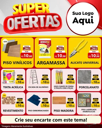 Modelo de Rede Social para Feed Instagram com o tema Super Ofertas para Material para Construção