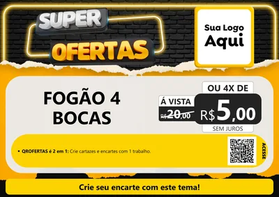 Modelo de Cartaz para Cartaz A4 Horizontal com o tema Super Ofertas para Móveis e Eletro