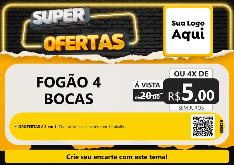 Modelo de Cartaz para Cartaz A4 Horizontal com o tema Super Ofertas para Móveis e Eletro