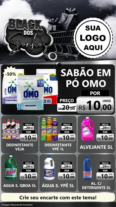 Modelo de Rede Social para Stories com o tema Black dos Sonhos para Produtos de Limpeza