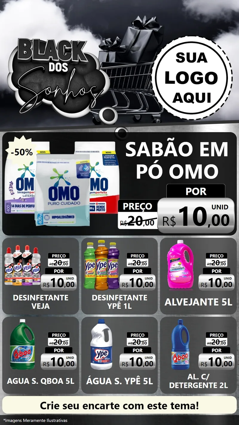 Modelo de Rede Social para Stories com o tema Black dos Sonhos para Produtos de Limpeza