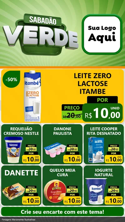 Modelo de Rede Social para Stories com o tema Sabadão Verde para Frios e Laticínios