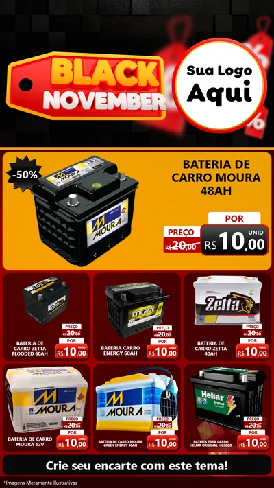 Modelo de Rede Social para Stories com o tema Black November para Baterias Elétricas
