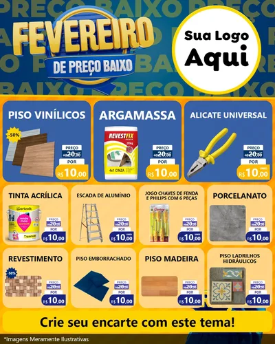 Modelo de Rede Social para Feed Instagram com o tema Fevereiro de Preço Baixo para Material para Construção