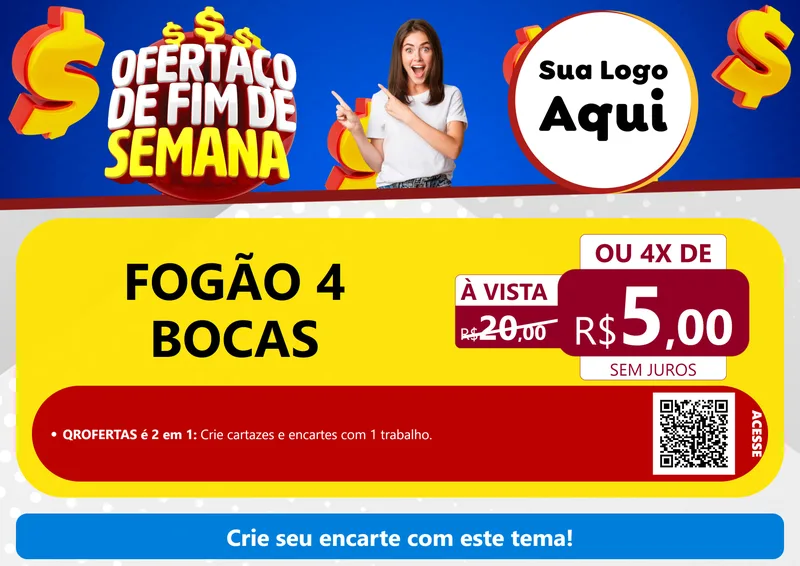 Modelo de Cartaz para Cartaz A4 Horizontal com o tema Ofertaço de Fim de Semana para Móveis e Eletro