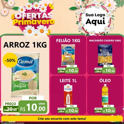 Modelo de Rede Social para Feed Facebook com o tema Ofertas de Primavera para Supermercado