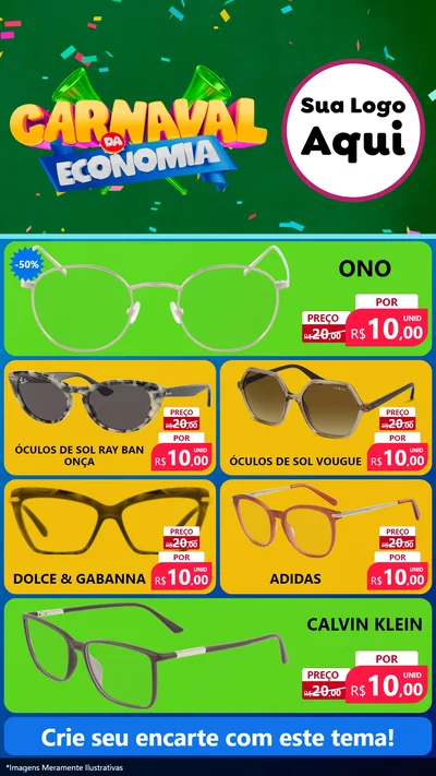 Modelo de TV para TV Vertical com o tema Carnaval da Economia para Óticas
