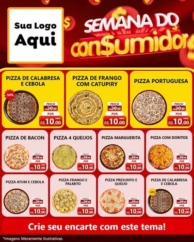 Modelo de Rede Social para Feed Instagram com o tema Semana do Consumidor para Pizzaria