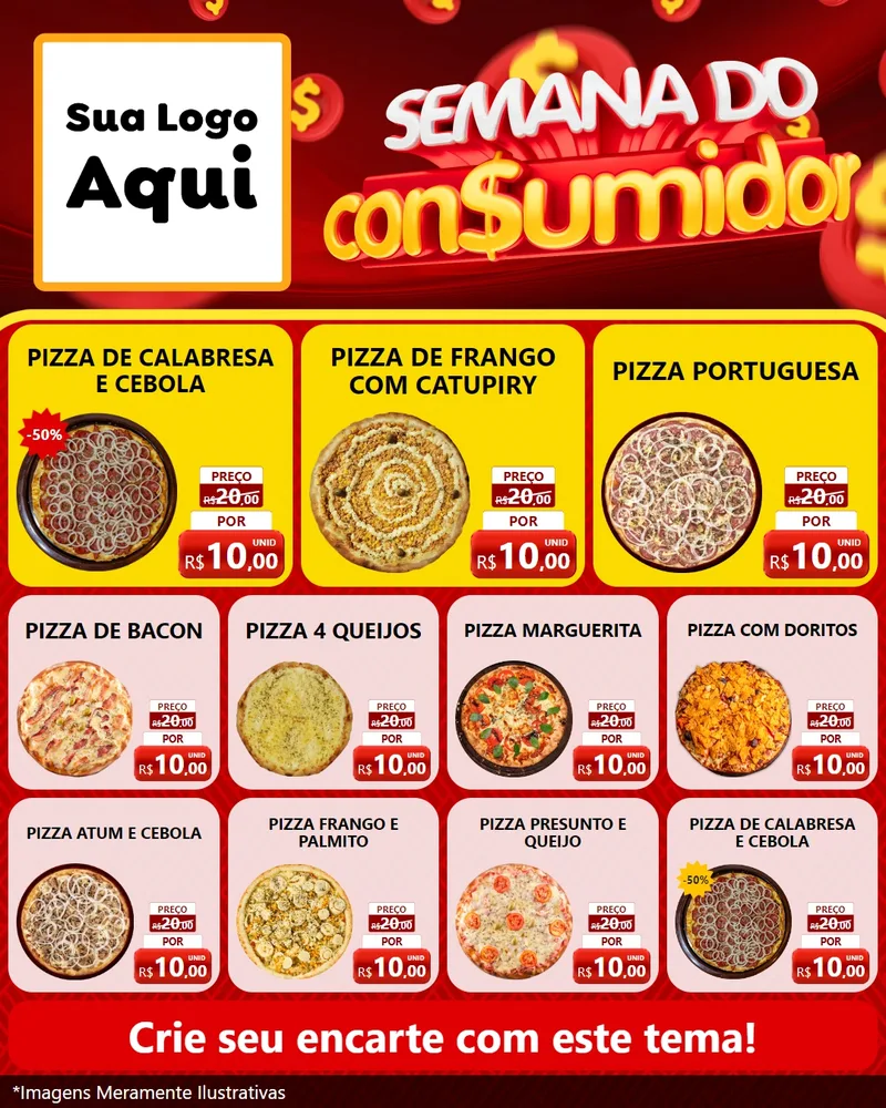 Modelo de Rede Social para Feed Instagram com o tema Semana do Consumidor para Pizzaria