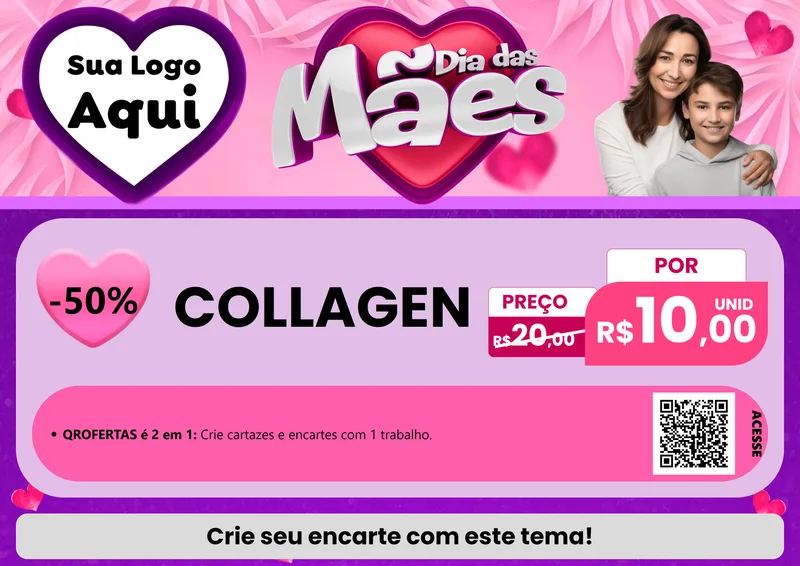 Modelo de Cartaz para Cartaz A4 Horizontal com o tema Dia das Mães para Suplementos alimentares