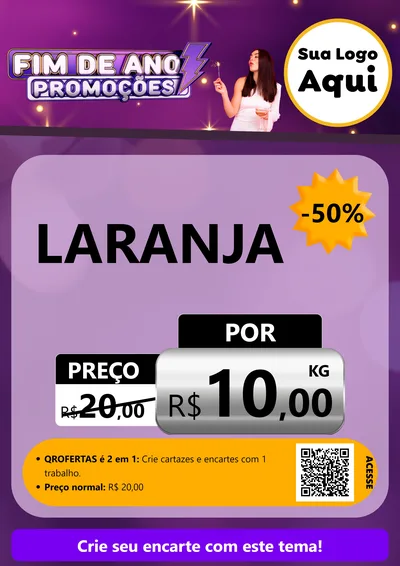 Modelo de Cartaz para Cartaz A4 Vertical com o tema Fim de Ano Promoções para Hortifrúti