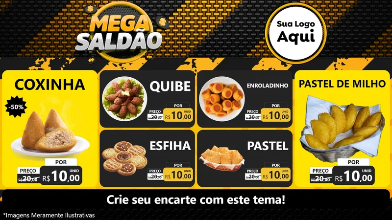 Modelo de TV para TV Horizontal com o tema Mega Saldão para Salgadaria