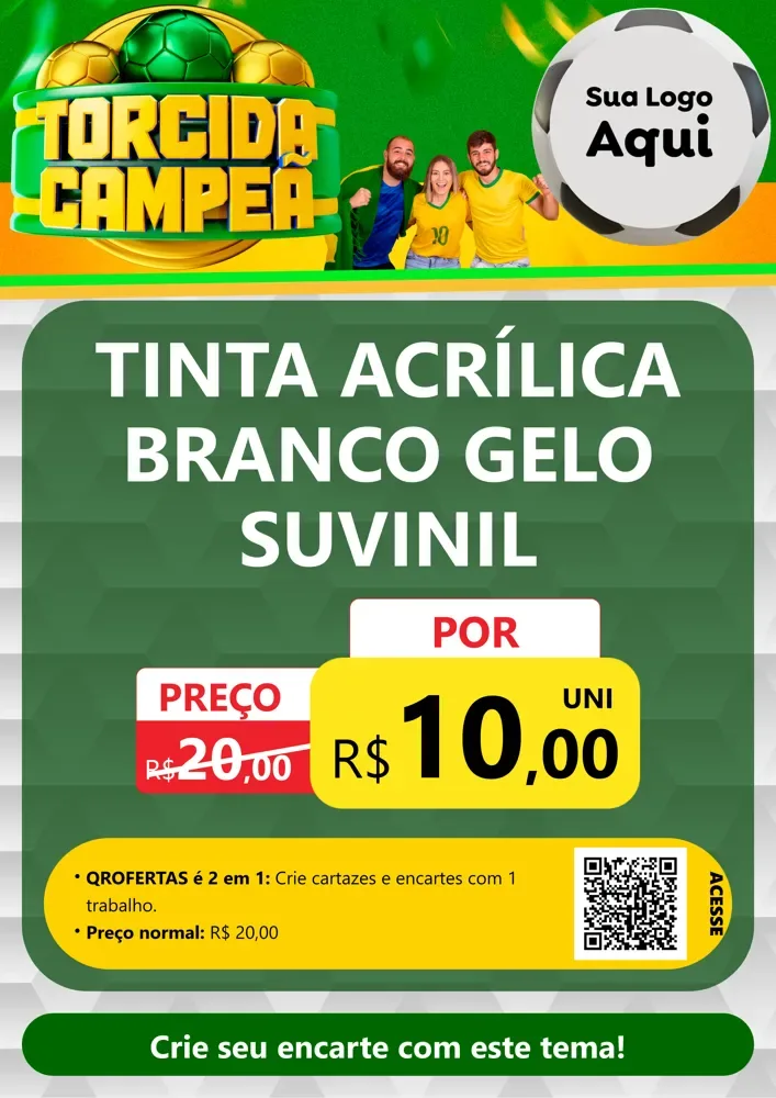 Modelo de Cartaz para Cartaz A4 Vertical com o tema Torcida Campeã - Copa para Tintas e Ferramentas