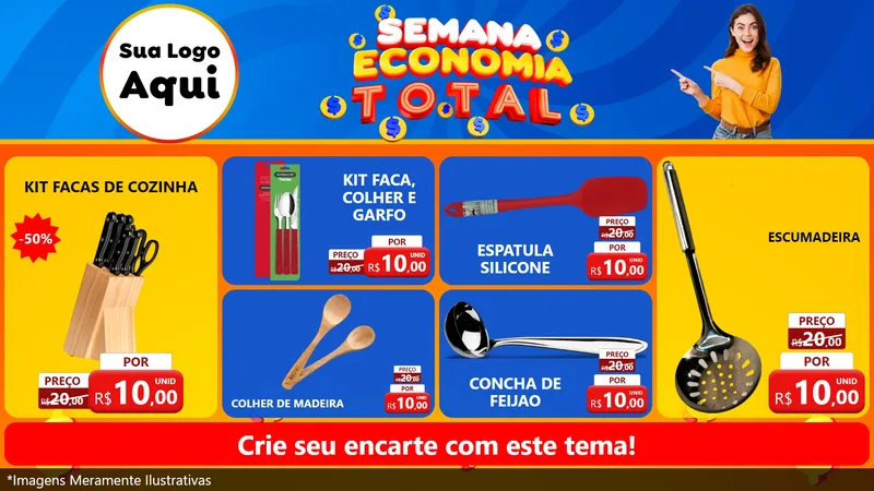 Modelo de TV para TV Horizontal com o tema Semana Economia Total para Utilidades Domésticas