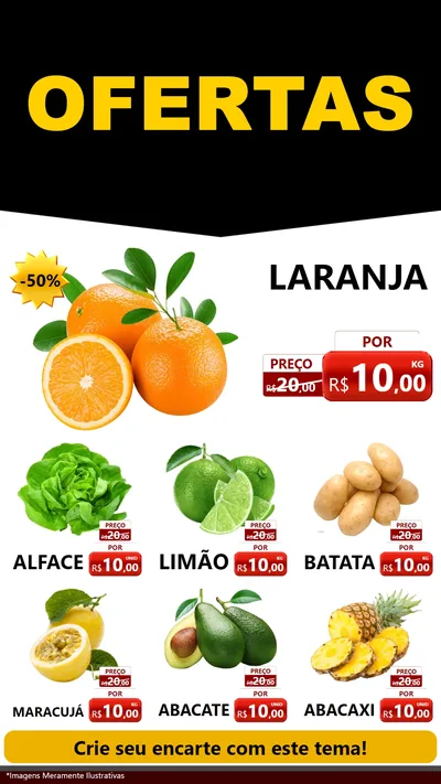 Modelo de Rede Social para Stories com o tema Ofertas Preto e Vermelho Cartaz para Hortifrúti