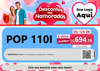 Modelo de Cartaz para Cartaz A4 Horizontal com o tema Descontos dos Namorados para Concessionaria de Motos