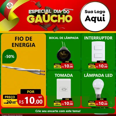 Modelo de Rede Social para Feed Facebook com o tema Especial Dia do Gaúcho para Materiais Elétricos