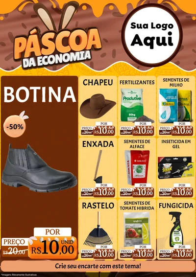 Modelo de Encarte para Encarte A4 Vertical com o tema Páscoa da Economia para Agropecuária