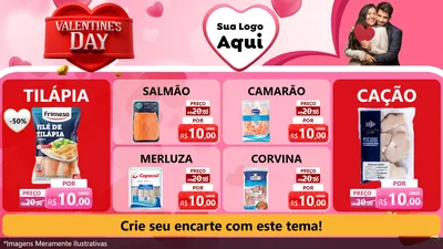 Modelo de TV para TV Horizontal com o tema Valentine's Day para Peixaria
