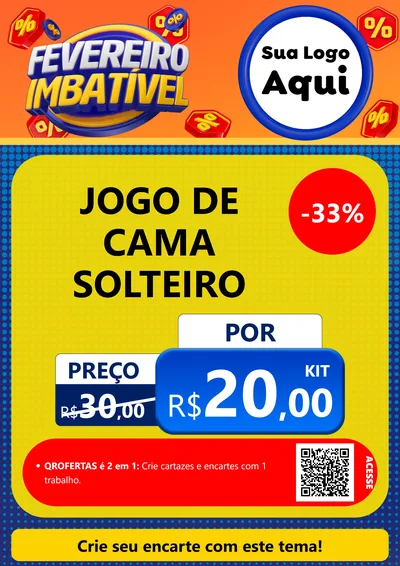 Modelo de Cartaz para Cartaz A4 Vertical com o tema Fevereiro Imbatível para Cama, Mesa e Banho
