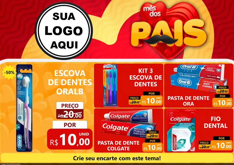Modelo de Encarte para Encarte A4 Horizontal com o tema Mês Dos Pais para Higiene Pessoal
