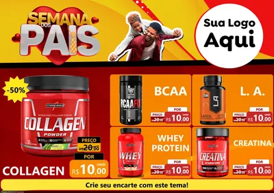Modelo de Encarte para Encarte A4 Horizontal com o tema Semana Dos Pais para Suplementos alimentares