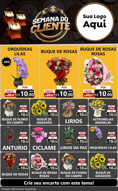 Modelo de Encarte para Encarte Grande com o tema Semana do Cliente para Floricultura e jardim