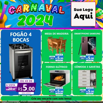 Modelo de Rede Social para Feed Facebook com o tema Carnaval 2027 para Móveis e Eletro