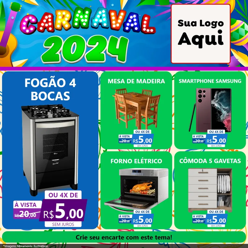 Modelo de Rede Social para Feed Facebook com o tema Carnaval 2027 para Móveis e Eletro