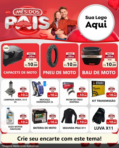 Modelo de Rede Social para Feed Instagram com o tema Mês dos Pais para Moto peças