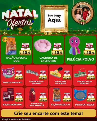 Modelo de Rede Social para Feed Instagram com o tema Natal de Ofertas para Pet Shop