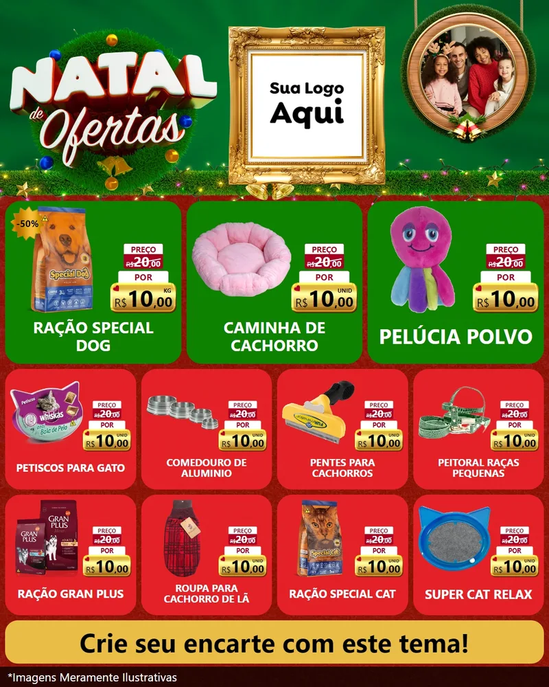 Modelo de Rede Social para Feed Instagram com o tema Natal de Ofertas para Pet Shop