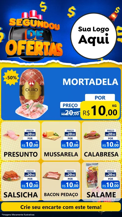 Modelo de Rede Social para Stories com o tema Segundou de Ofertas para Frios e Laticínios