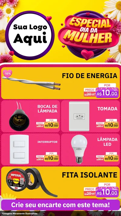 Modelo de TV para TV Vertical com o tema Especial Dia da Mulher para Materiais Elétricos