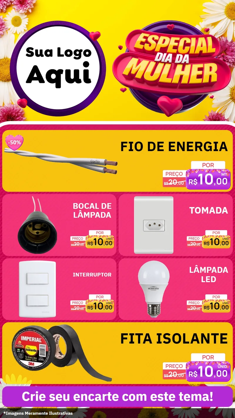 Modelo de TV para TV Vertical com o tema Especial Dia da Mulher para Materiais Elétricos