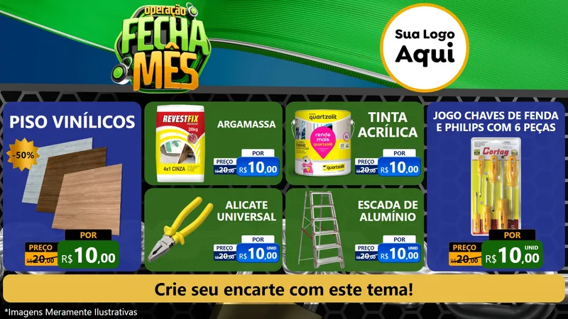Modelo de TV para TV Horizontal com o tema Operação Fecha Mês para Material para Construção