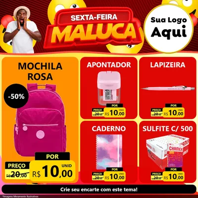 Modelo de Rede Social para Feed Facebook com o tema Sexta-feira Maluca para Papelaria
