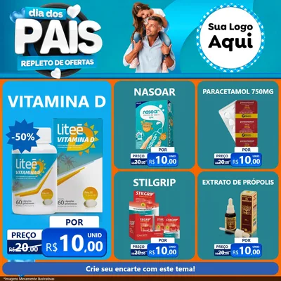 Modelo de Rede Social para Feed Facebook com o tema Dia Dos Pais Repleto de Ofertas para Farmácia