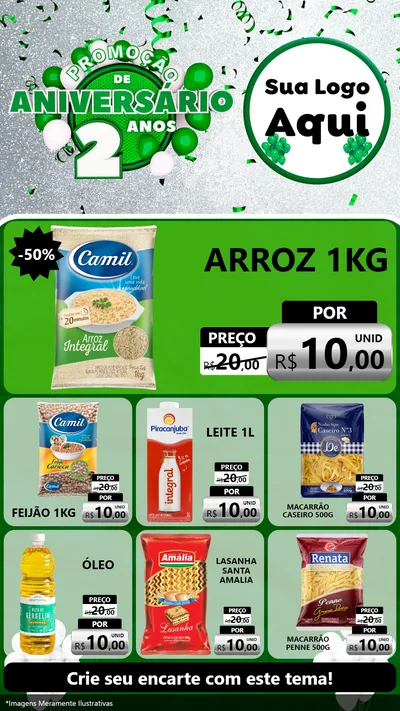 Modelo de Rede Social para Stories com o tema Promoção de Aniversário - 2 Anos para Supermercado