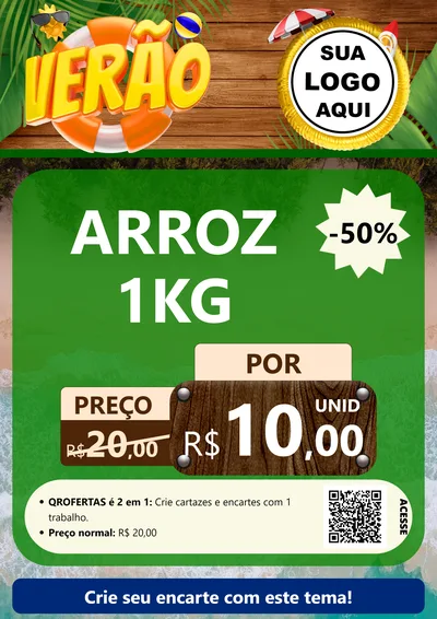 Modelo de Cartaz para Cartaz A4 Vertical com o tema Verão para Supermercado