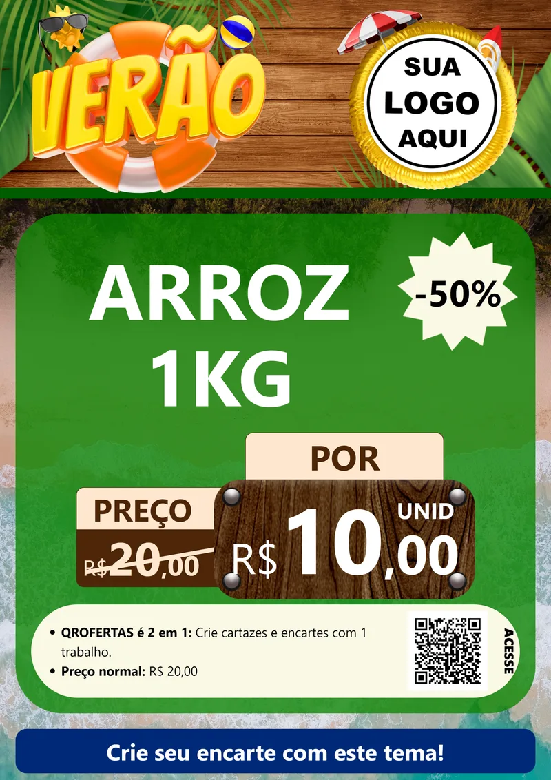 Modelo de Cartaz para Cartaz A4 Vertical com o tema Verão para Supermercado