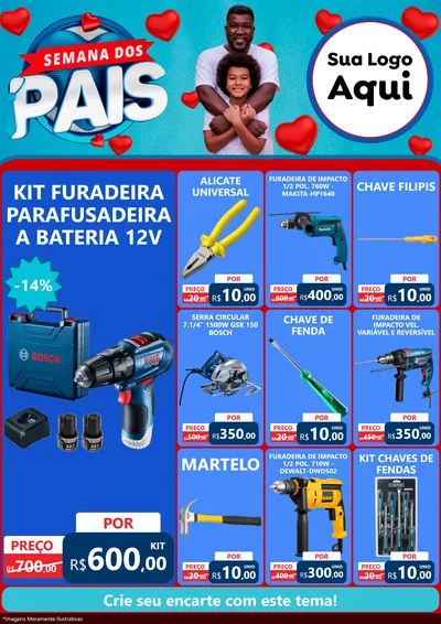 Modelo de Encarte para Encarte A4 Vertical com o tema Semana Dos Pais para Maquinas e Ferramentas
