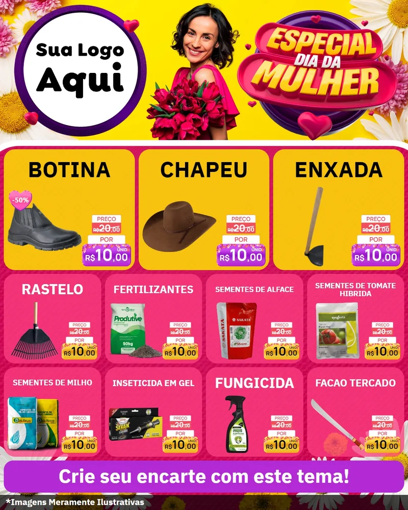 Modelo de Rede Social para Feed Instagram com o tema Especial Dia da Mulher para Agropecuária