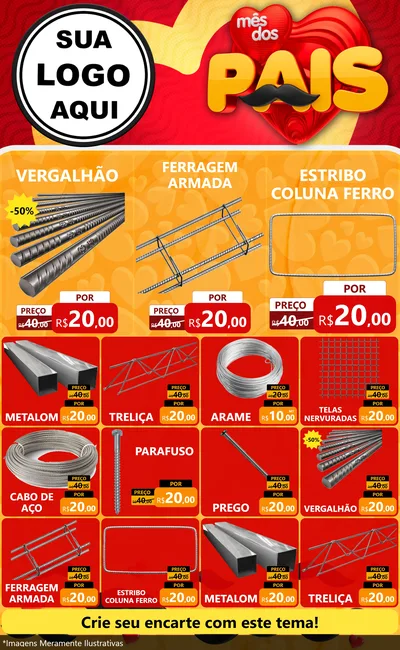 Modelo de Encarte para Encarte Grande com o tema Mês Dos Pais para Ferragens