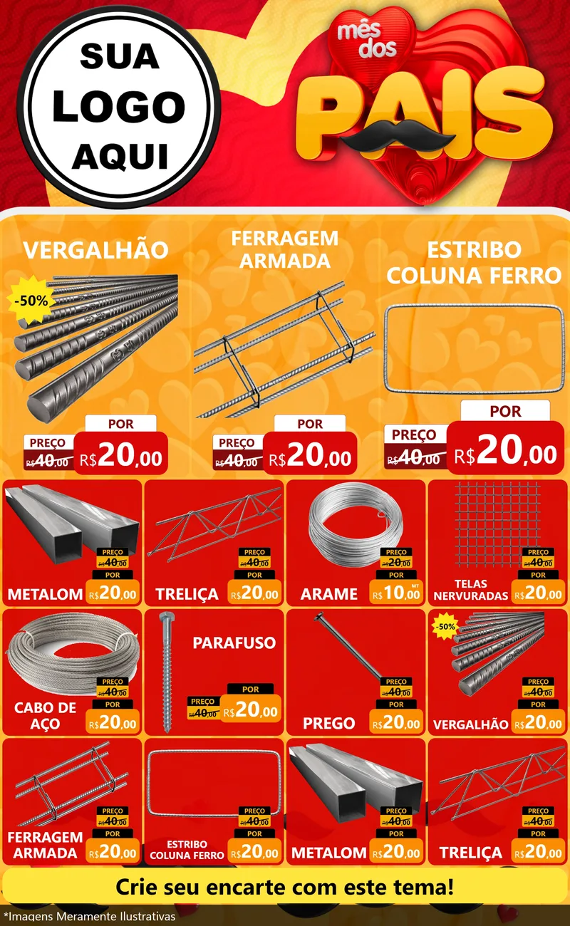 Modelo de Encarte para Encarte Grande com o tema Mês Dos Pais para Ferragens