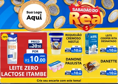 Modelo de Encarte para Encarte A4 Horizontal com o tema Sabadão do Real para Frios e Laticínios
