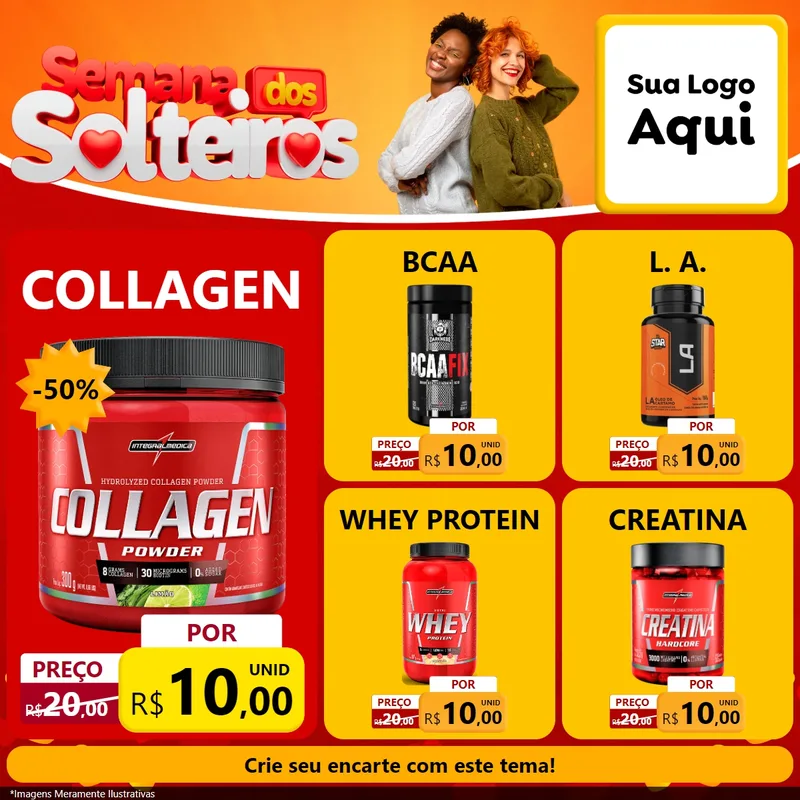 Modelo de Rede Social para Feed Facebook com o tema Semana dos Solteiros para Suplementos alimentares